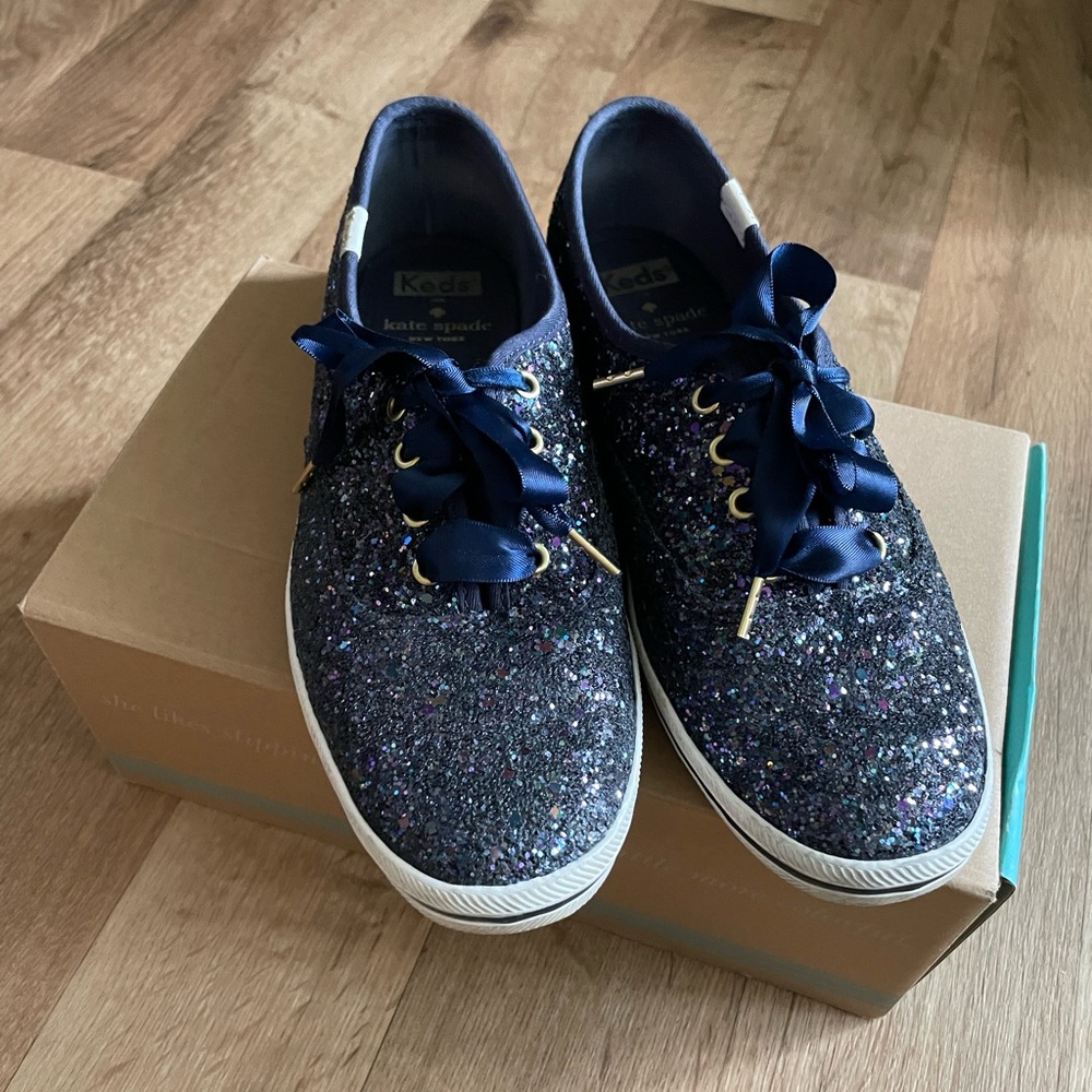 Keds x Kate Spade New York Champion Glitter in Navy Blue